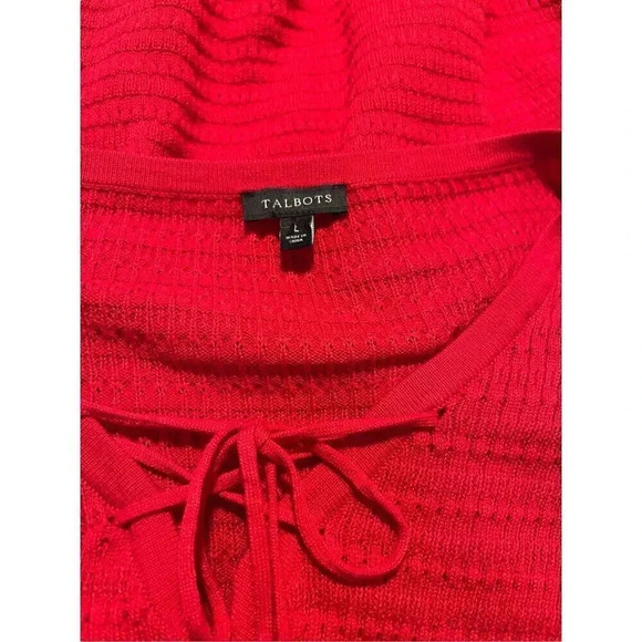 Talbots Women’s Large Red & Black Lace Up Knit Cape Sweater EUC - Picture 4 of 4